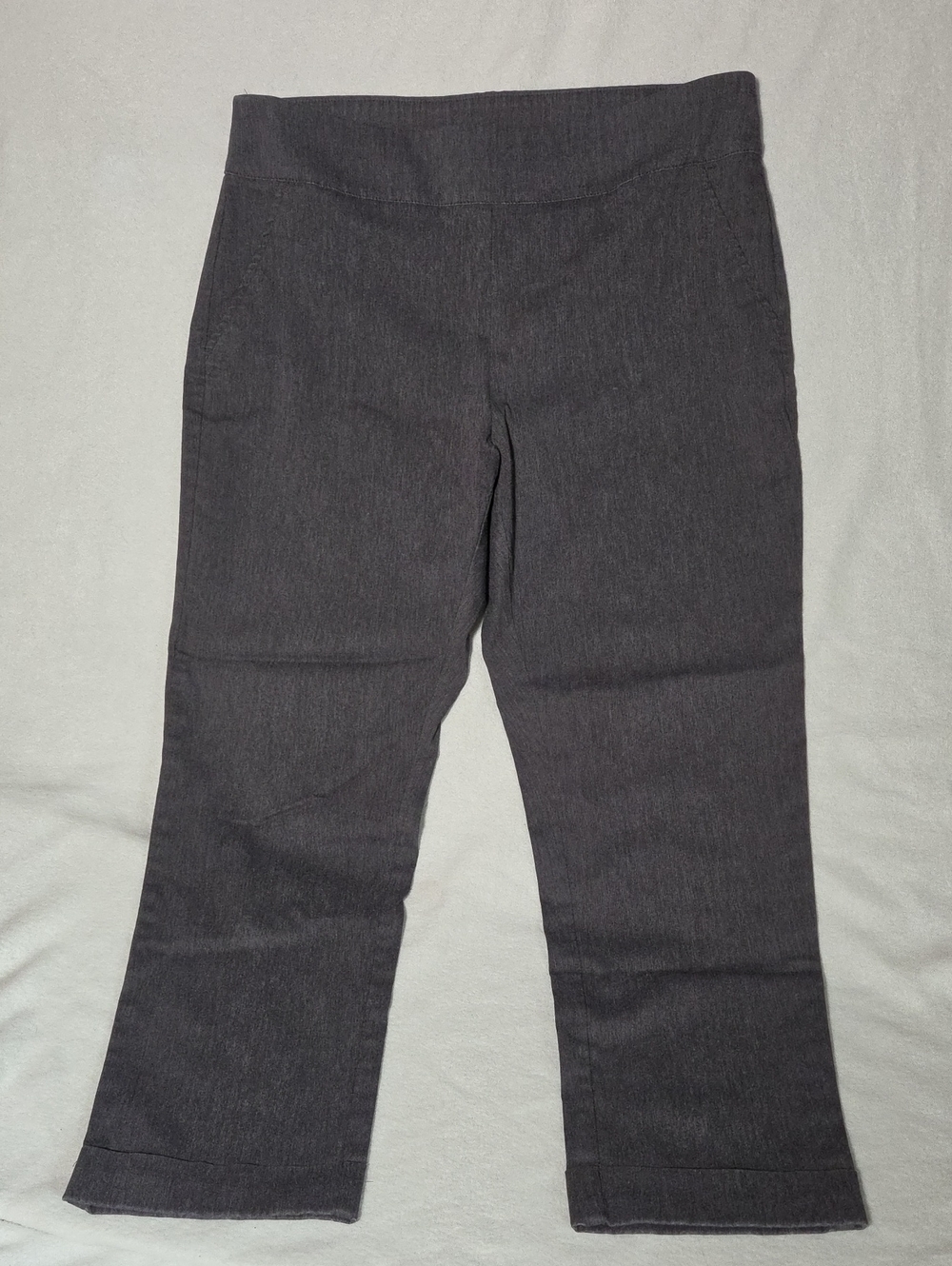 Roz & Ali Dark Grey Pull On Cuffed Crop Pants 14